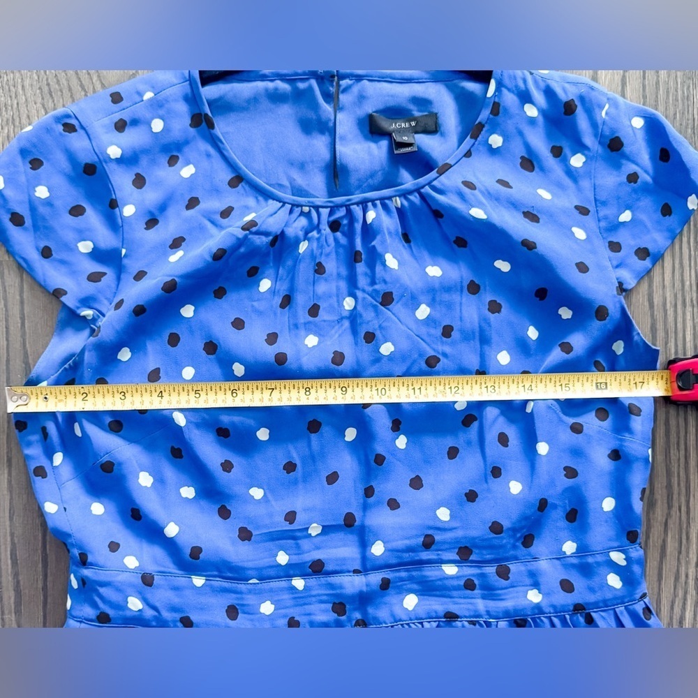 J. Crew 100% Silk Blue Above-the-knee Dress with Abstract Dot Polka Dot pattern - Picture 5 of 8